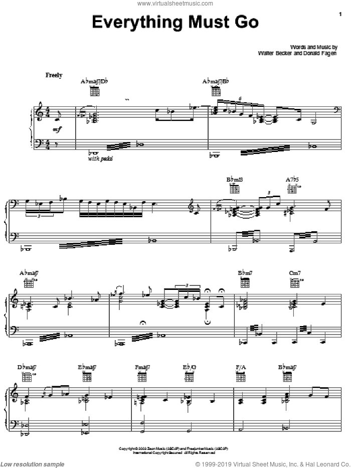 Everything Must Go sheet music for voice, piano or guitar (PDF)