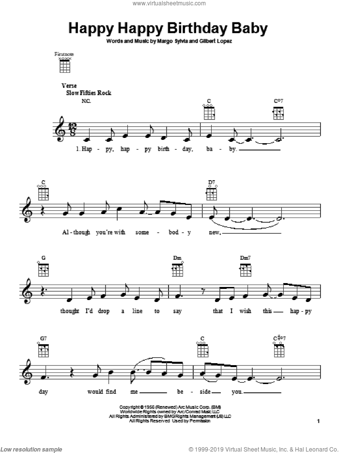 Happy Happy Birthday Baby sheet music for ukulele (PDF)