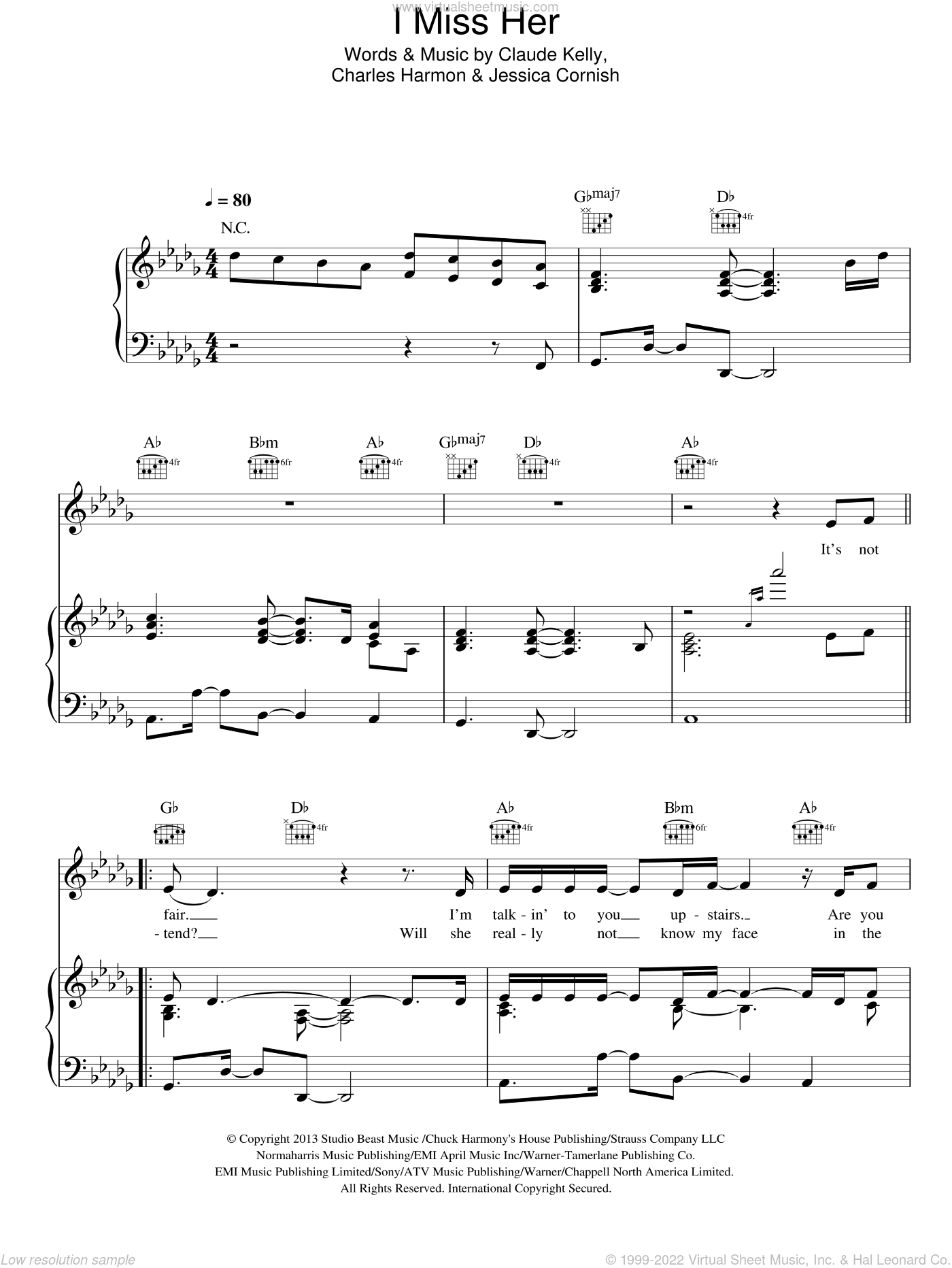 J - I Miss Her sheet music for voice, piano or guitar [PDF]