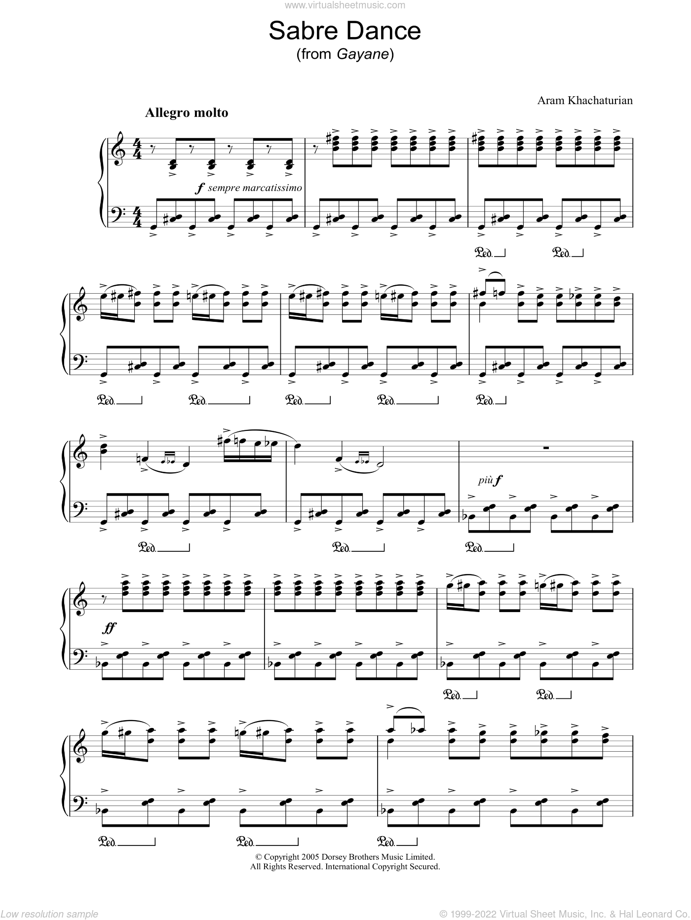 Khachaturian - Sabre Dance sheet music for piano solo v2