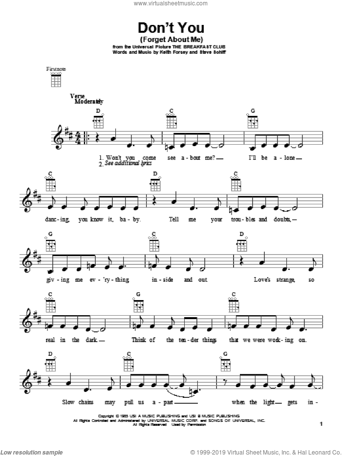 Minds Don T You Forget About Me Sheet Music For Ukulele Pdf