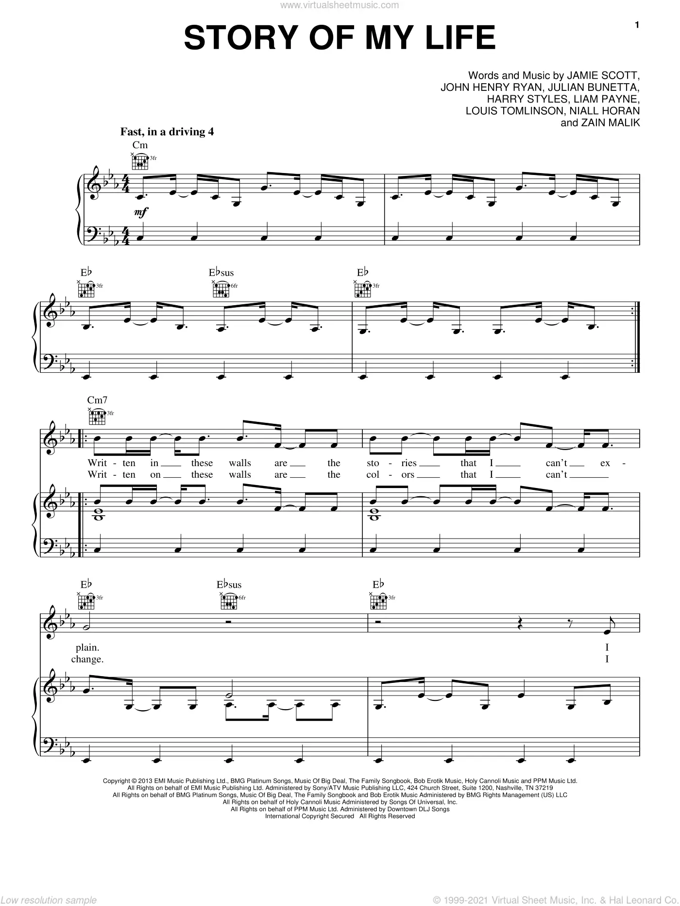 Print and Download Story Of My Life Sheet Music; Sheet Music - Download &  Print Story Of My Life