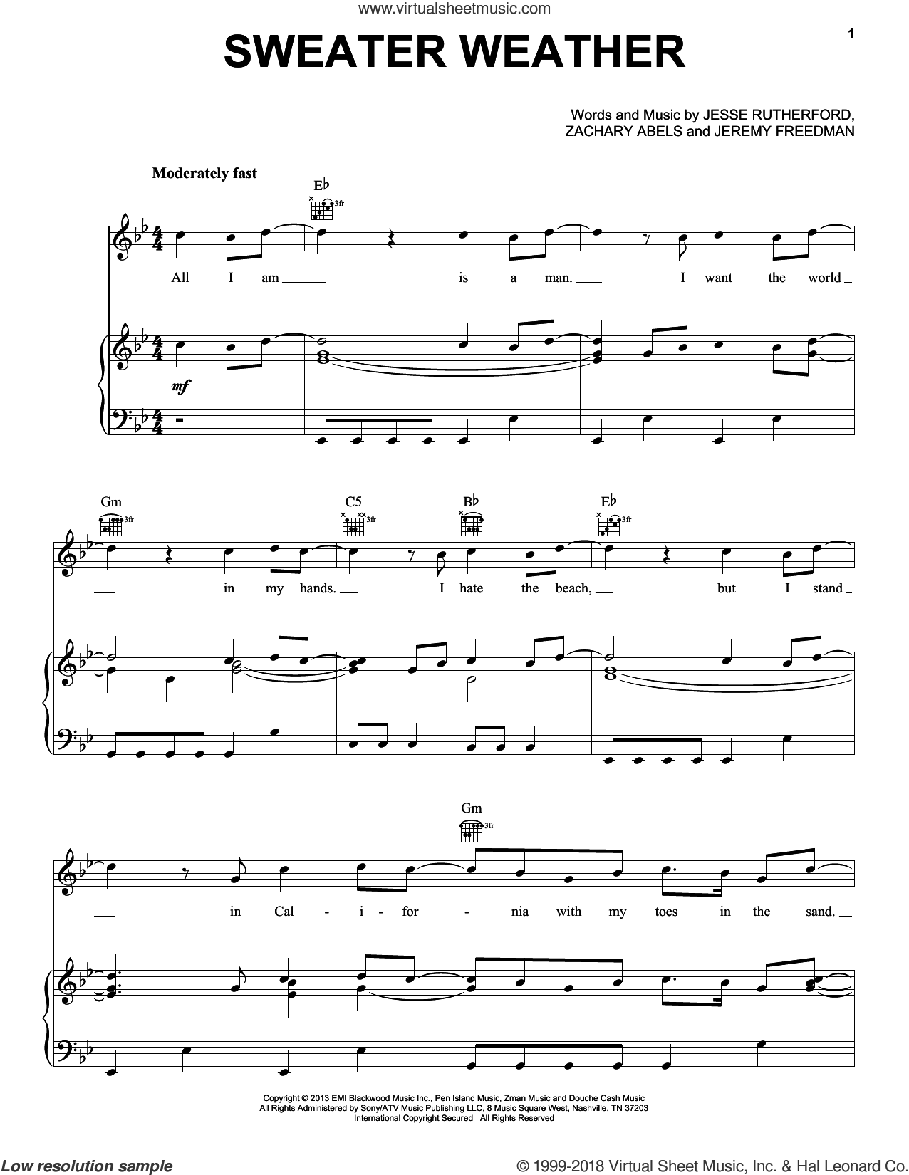 Sweater Weather (Spotify Sessions) Sheet music for Piano (Solo