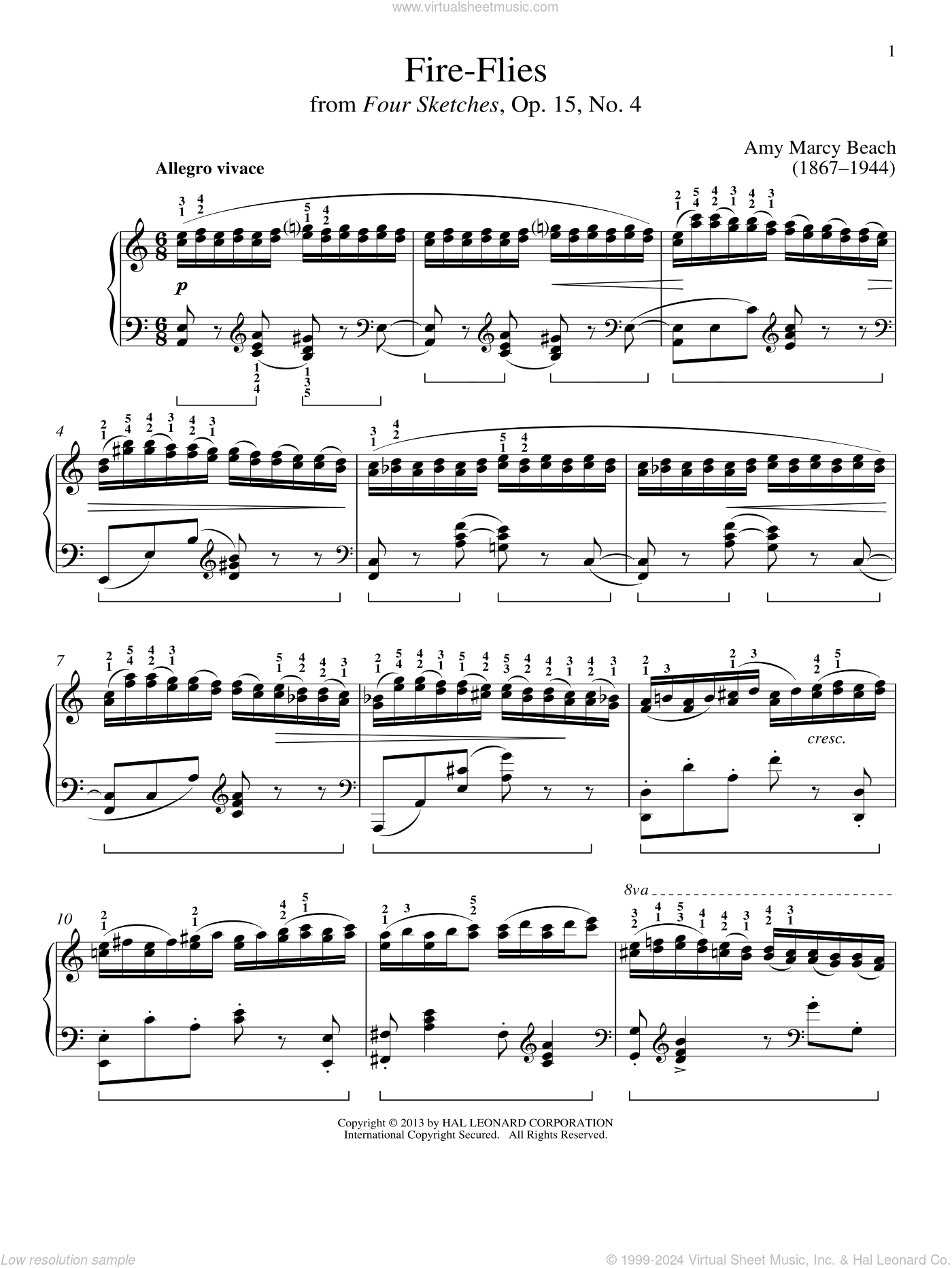 Fire-Flies sheet music for piano solo (PDF)