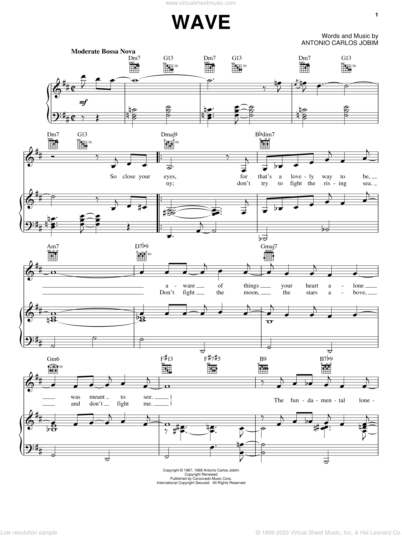 Frank Sinatra: Wave sheet music for voice, piano or guitar (PDF)