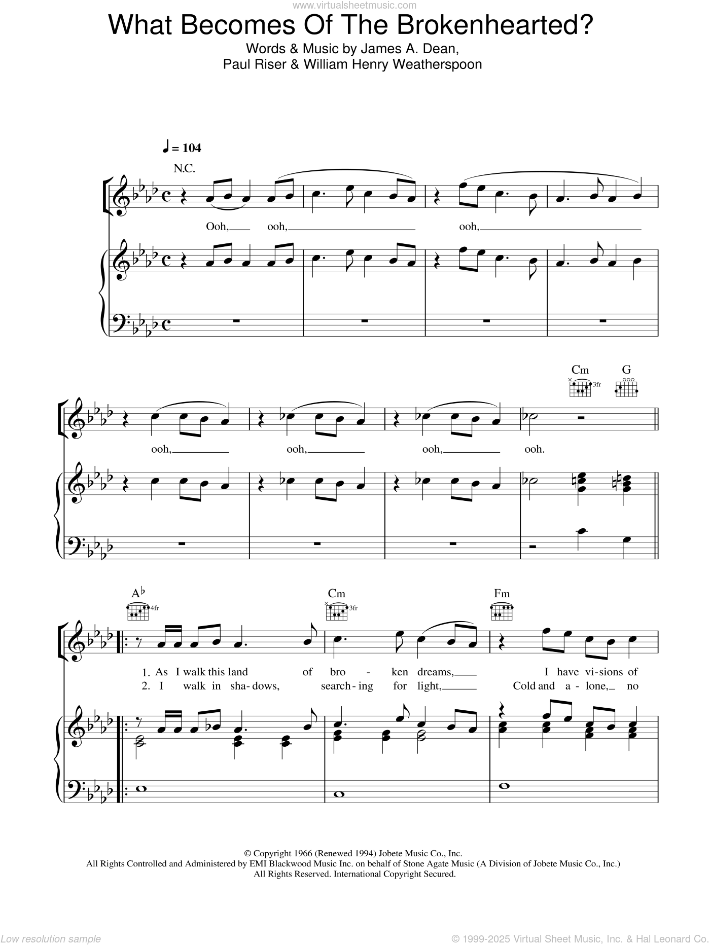 What Of The Brokenhearted? sheet music for voice, piano or guitar