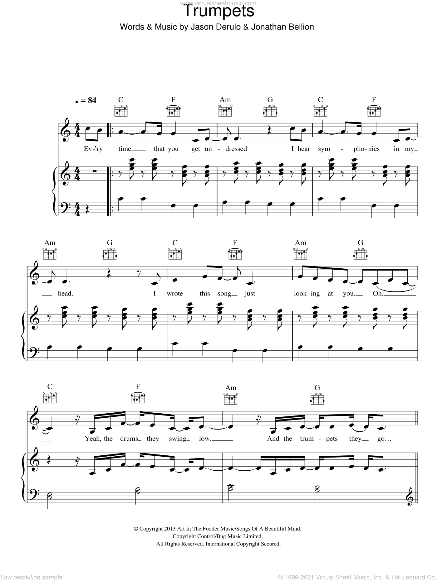 Download and Print Trumpets sheet music for voice, piano or guitar by Jason ...