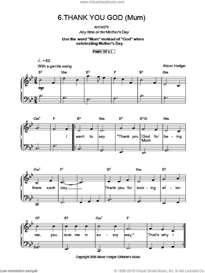 Thank You God sheet music for voice, piano or guitar (PDF)