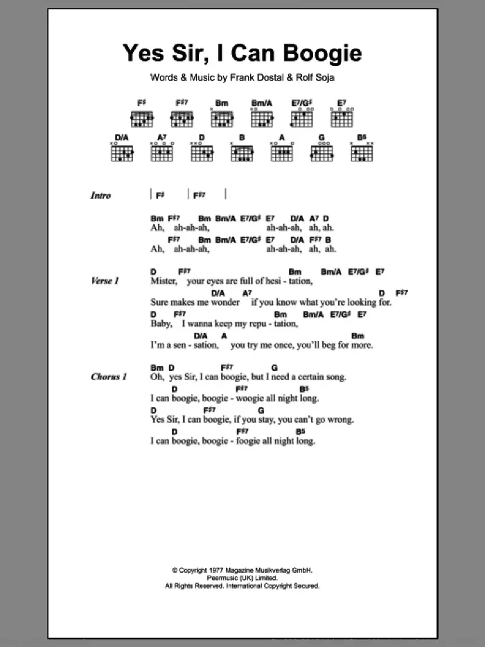 Песня yes. Yes Sir i can Boogie текст. Yes Sir, i can Boogie Ноты. Ноты Baccara. Yes Sir, i can Boogie Baccara.