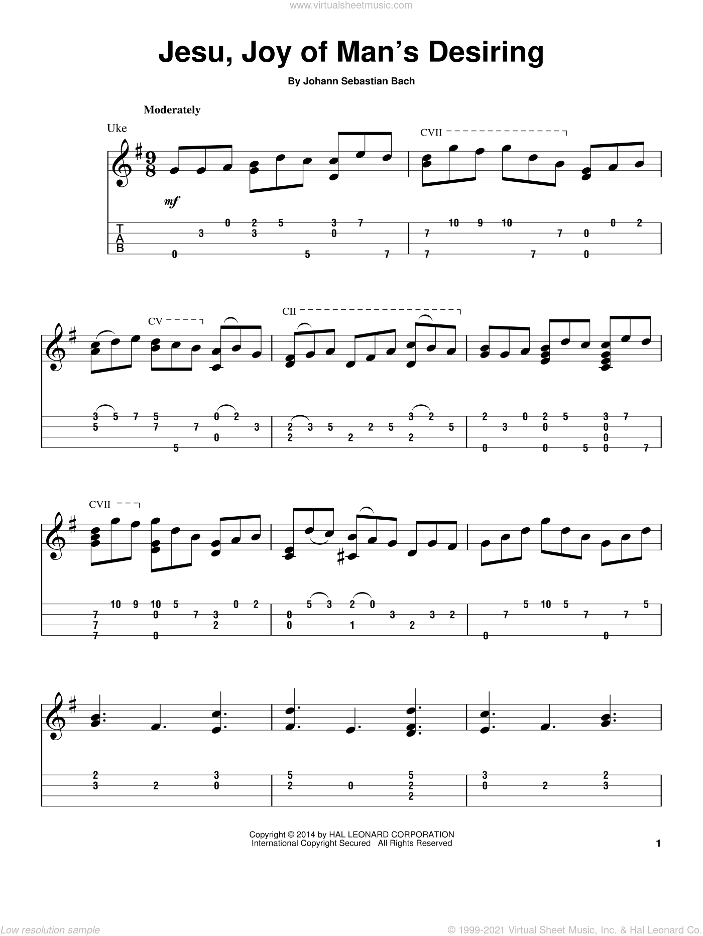 heroin Afskrække Vaccinere Jesu, Joy Of Man's Desiring sheet music for ukulele (PDF)