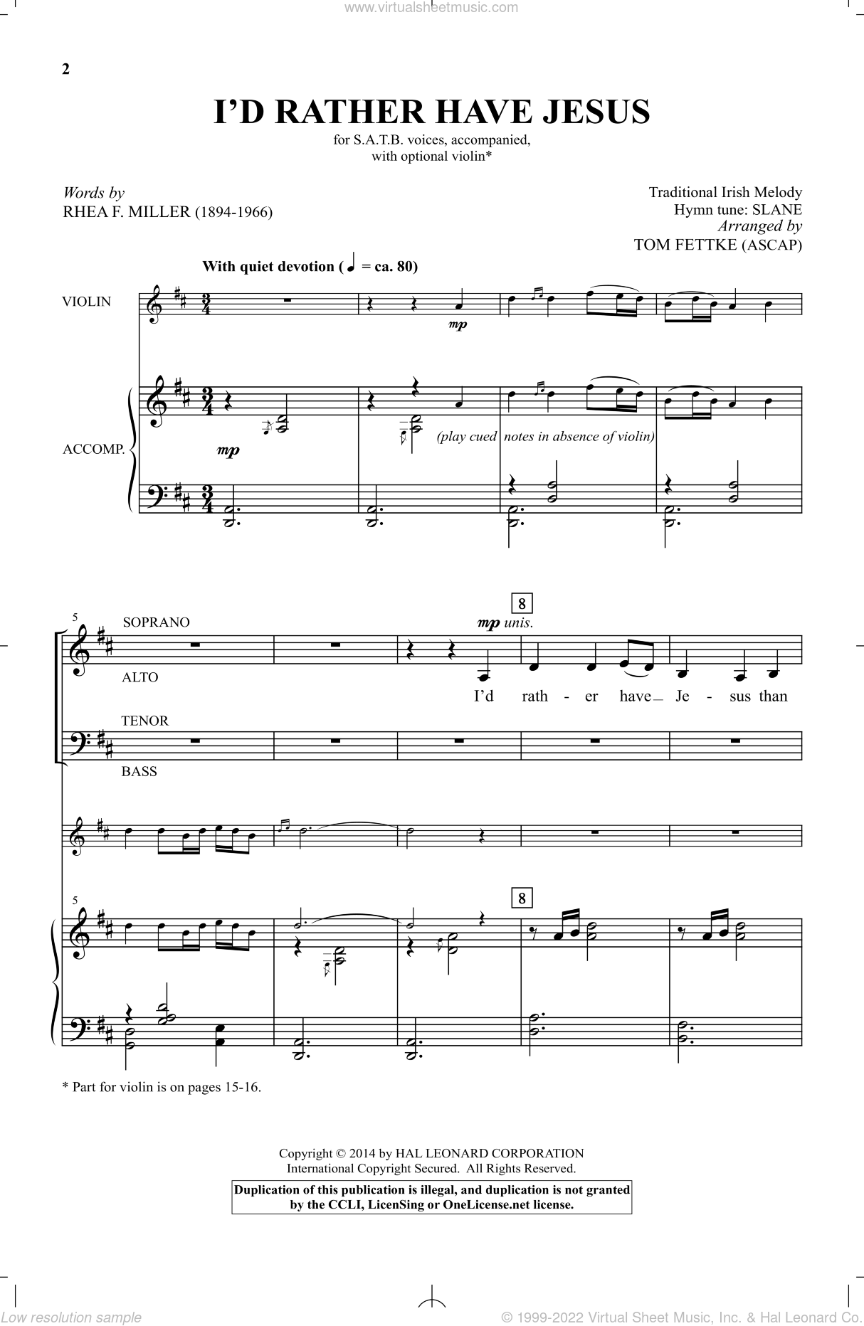 I D Rather Have Jesus Sheet Music For Choir Satb Soprano Alto Tenor Bass