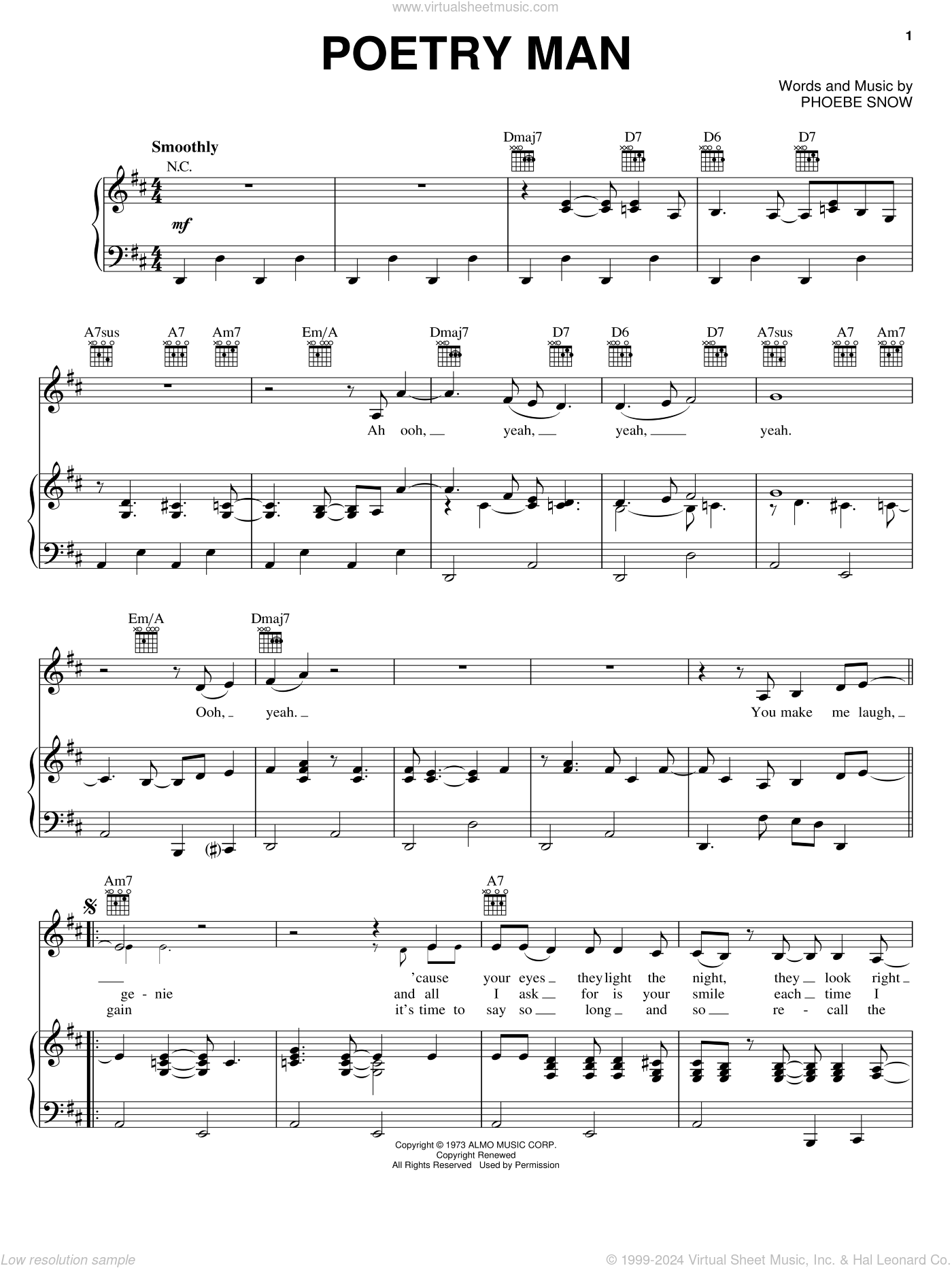 Poetry Man sheet music for voice, piano or guitar (PDF)