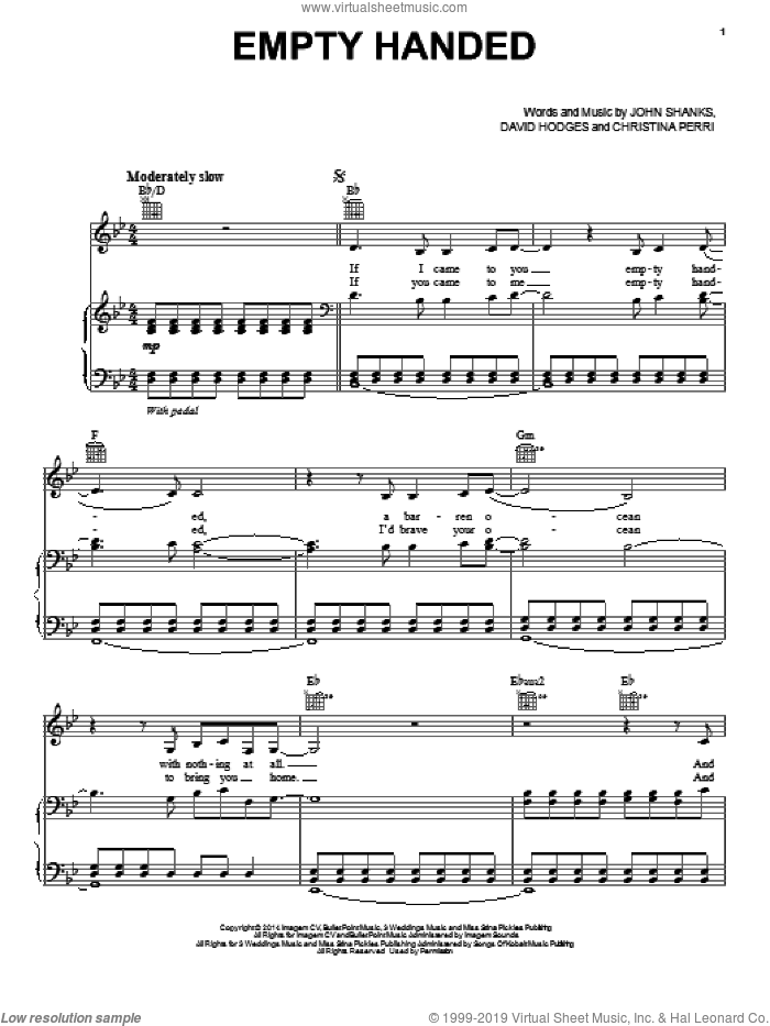 Empty Handed sheet music for voice piano or guitar PDF