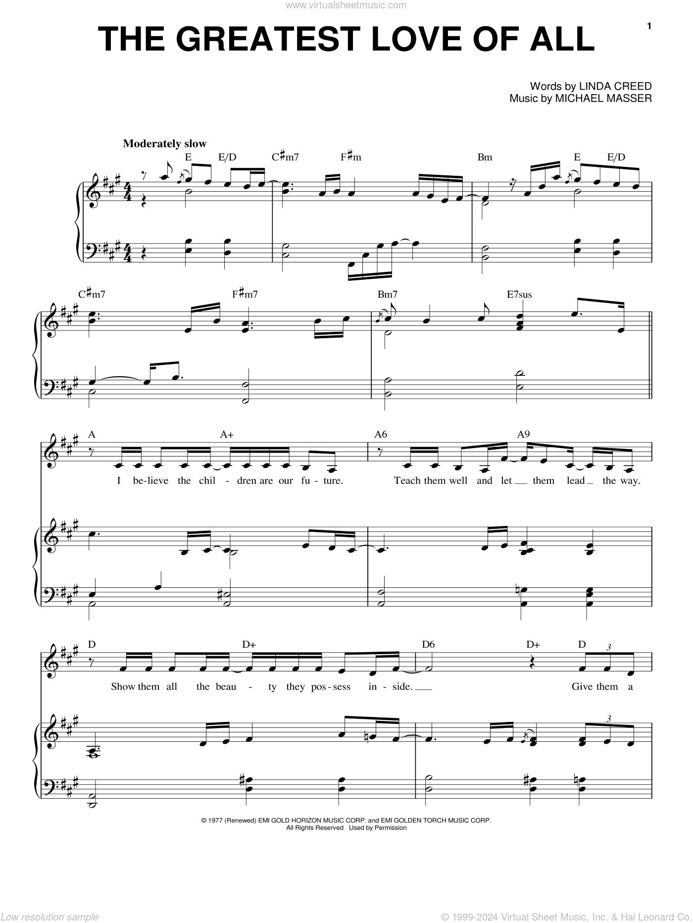 The Greatest Love Of All Sheet Music For Voice And Piano PDF 