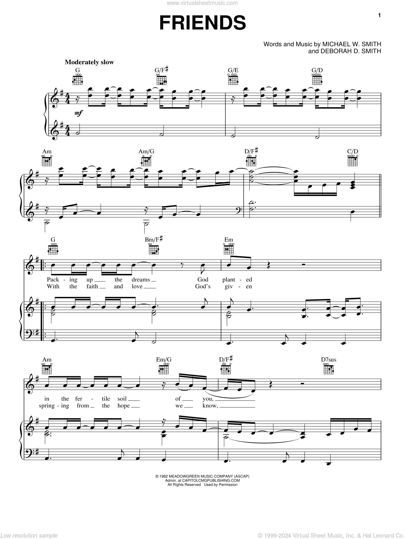 Michael W. Smith: Friends sheet music for voice, piano or guitar