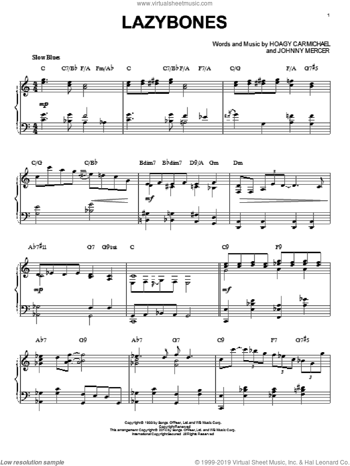 Lazybones [Jazz version] (arr. Brent Edstrom) sheet music for piano solo