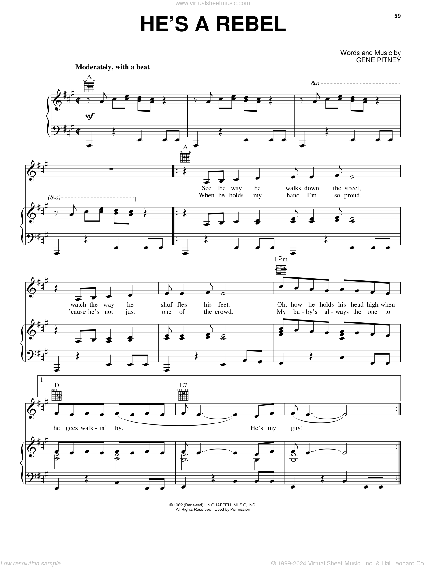 He's A Rebel sheet music for voice, piano or guitar (PDF)