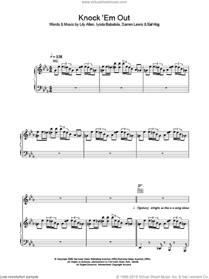 Knock 'Em Out sheet music for voice, piano or guitar (PDF)