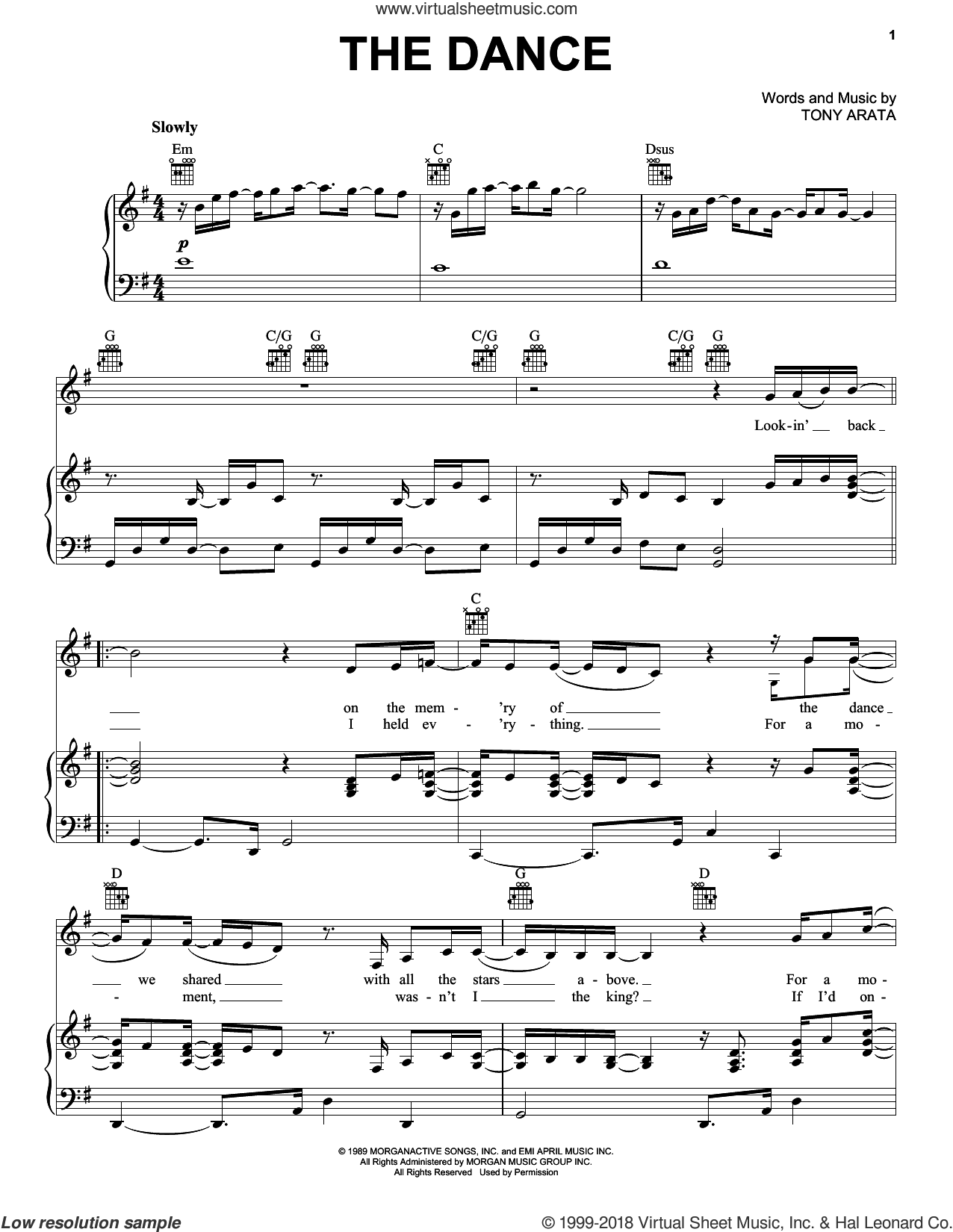Brooks - The Dance sheet music for voice, piano or guitar (PDF)