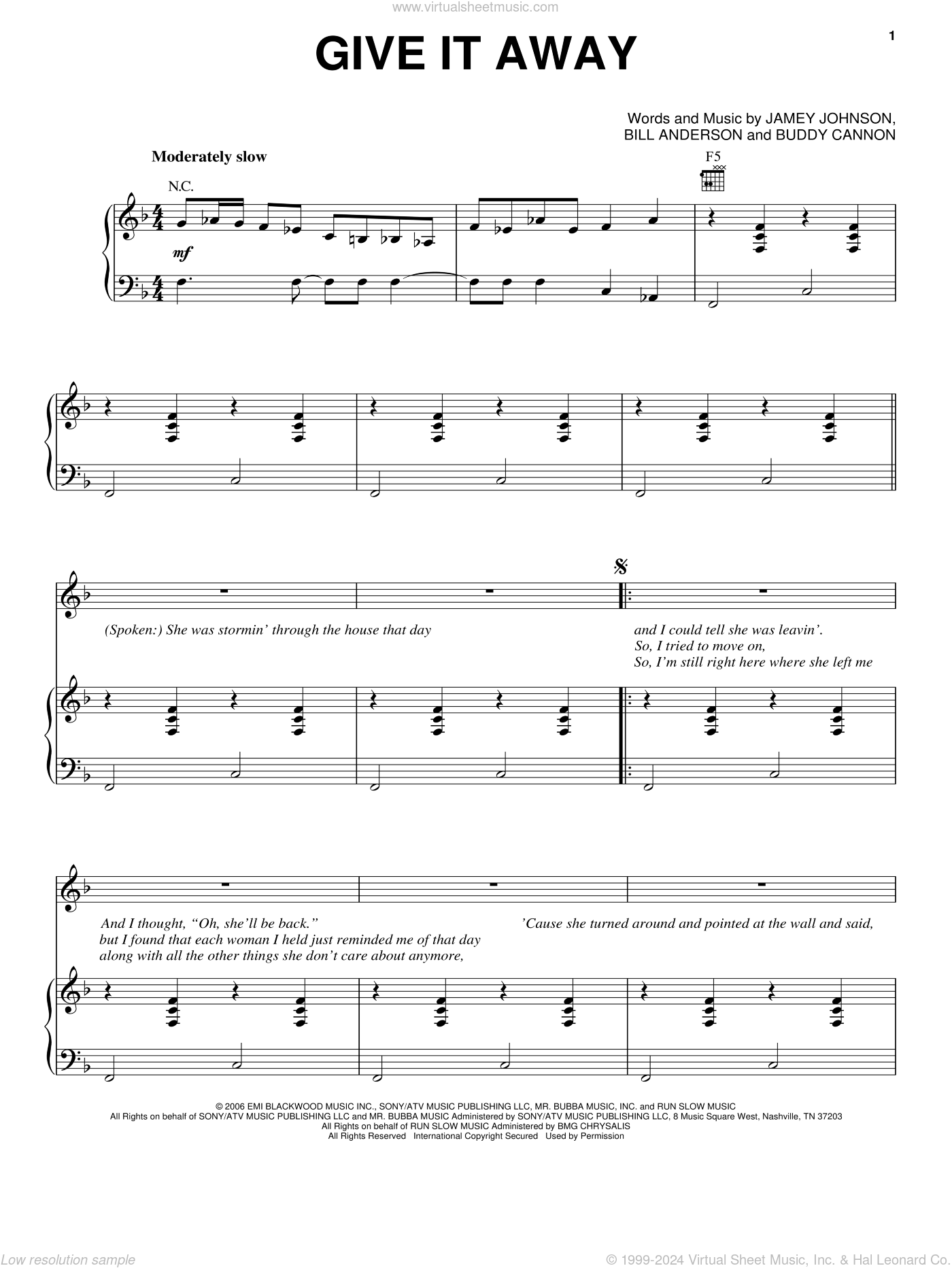 George Strait: Give It Away sheet music for voice, piano or guitar