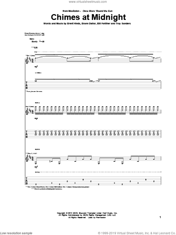 Chimes At Midnight sheet music for guitar (tablature) (PDF)