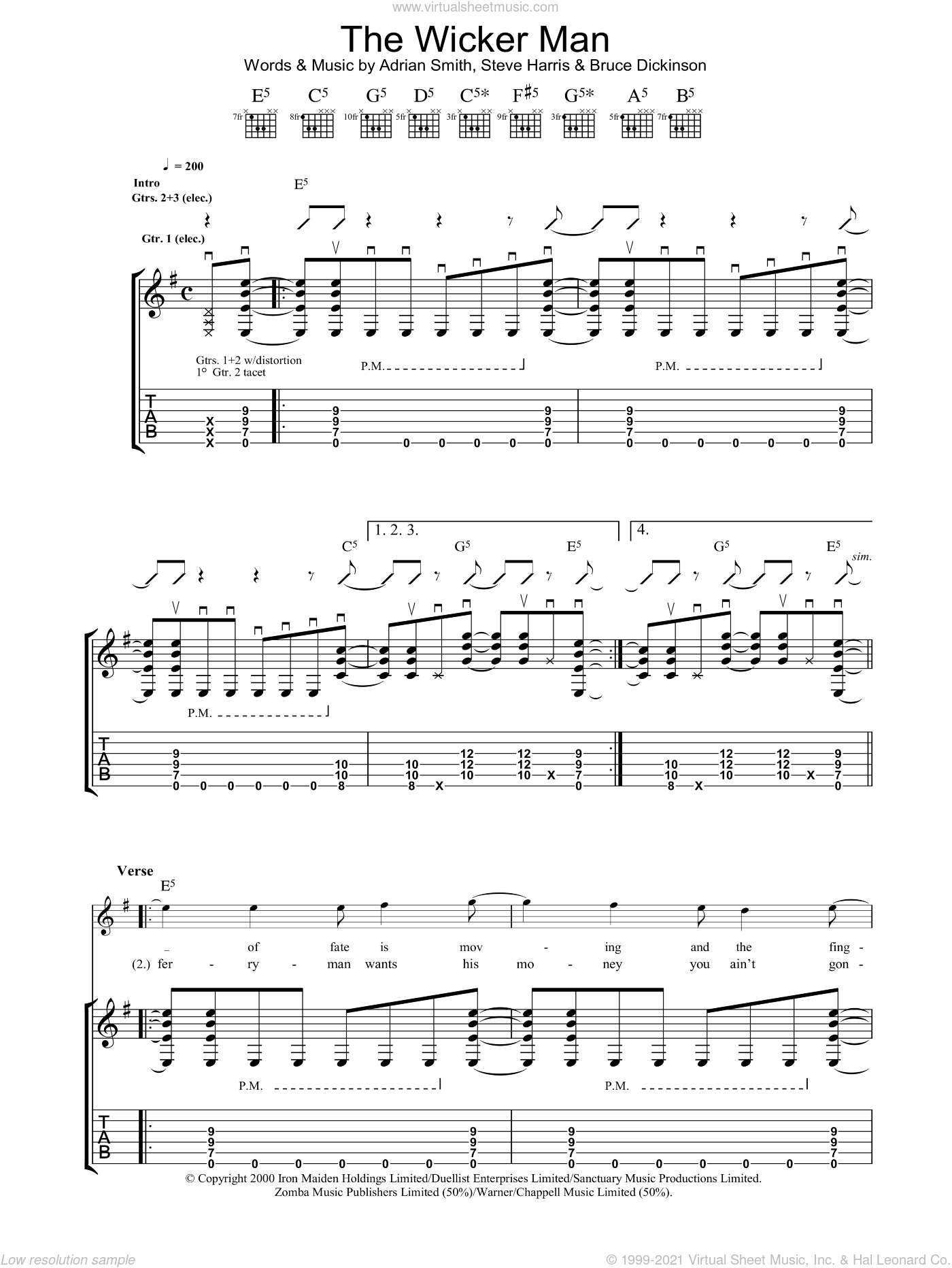 The Wicker Man sheet music for guitar (tablature) (PDF)