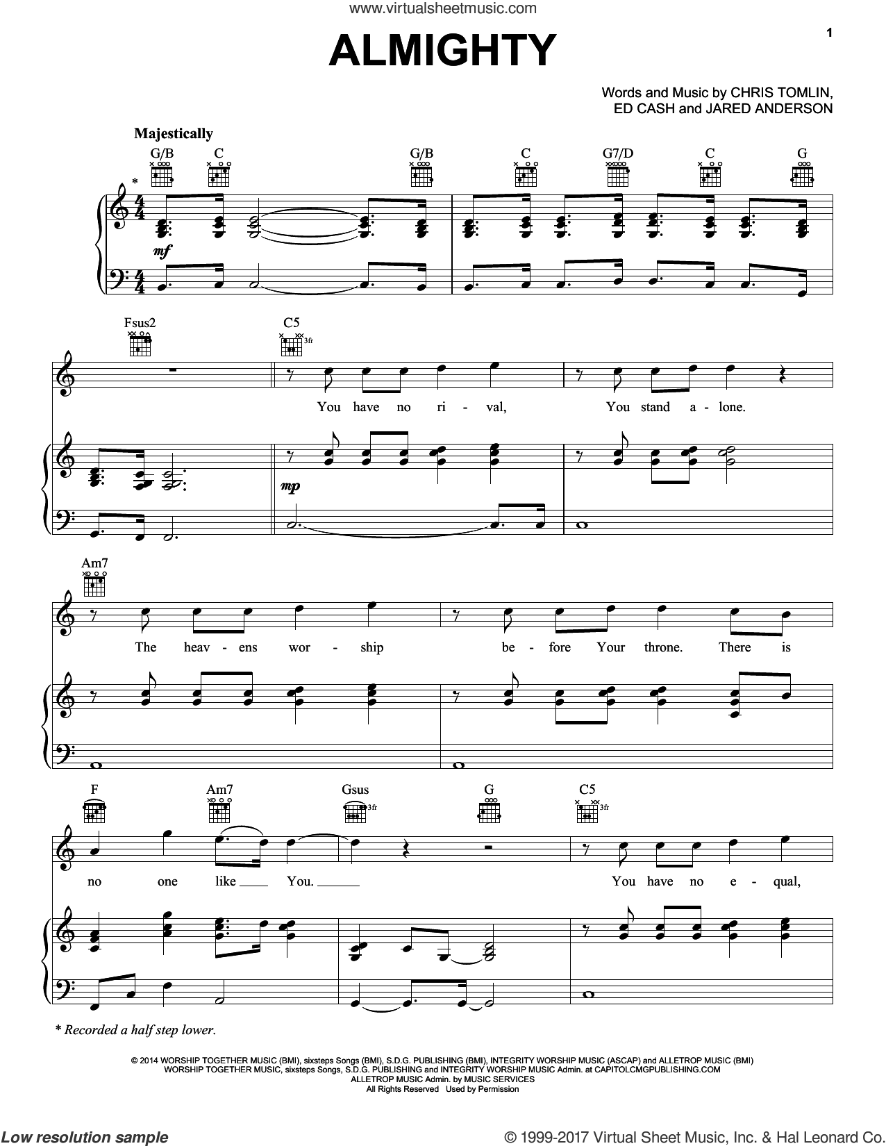 Girl Almighty sheet music for voice, piano or guitar (PDF)