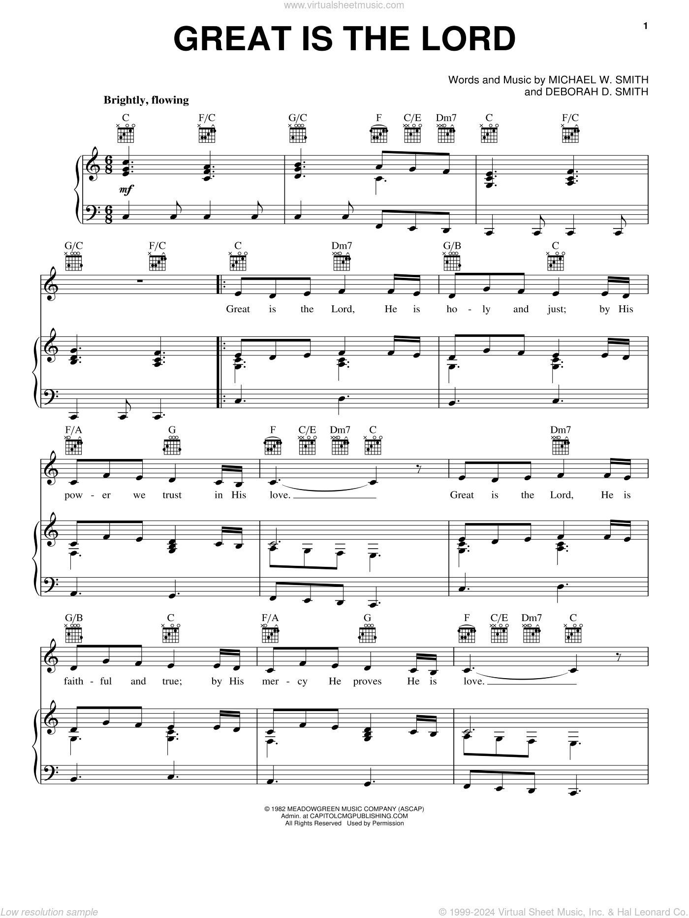 Michael W. Smith: Great Is The Lord sheet music for voice, piano or guitar