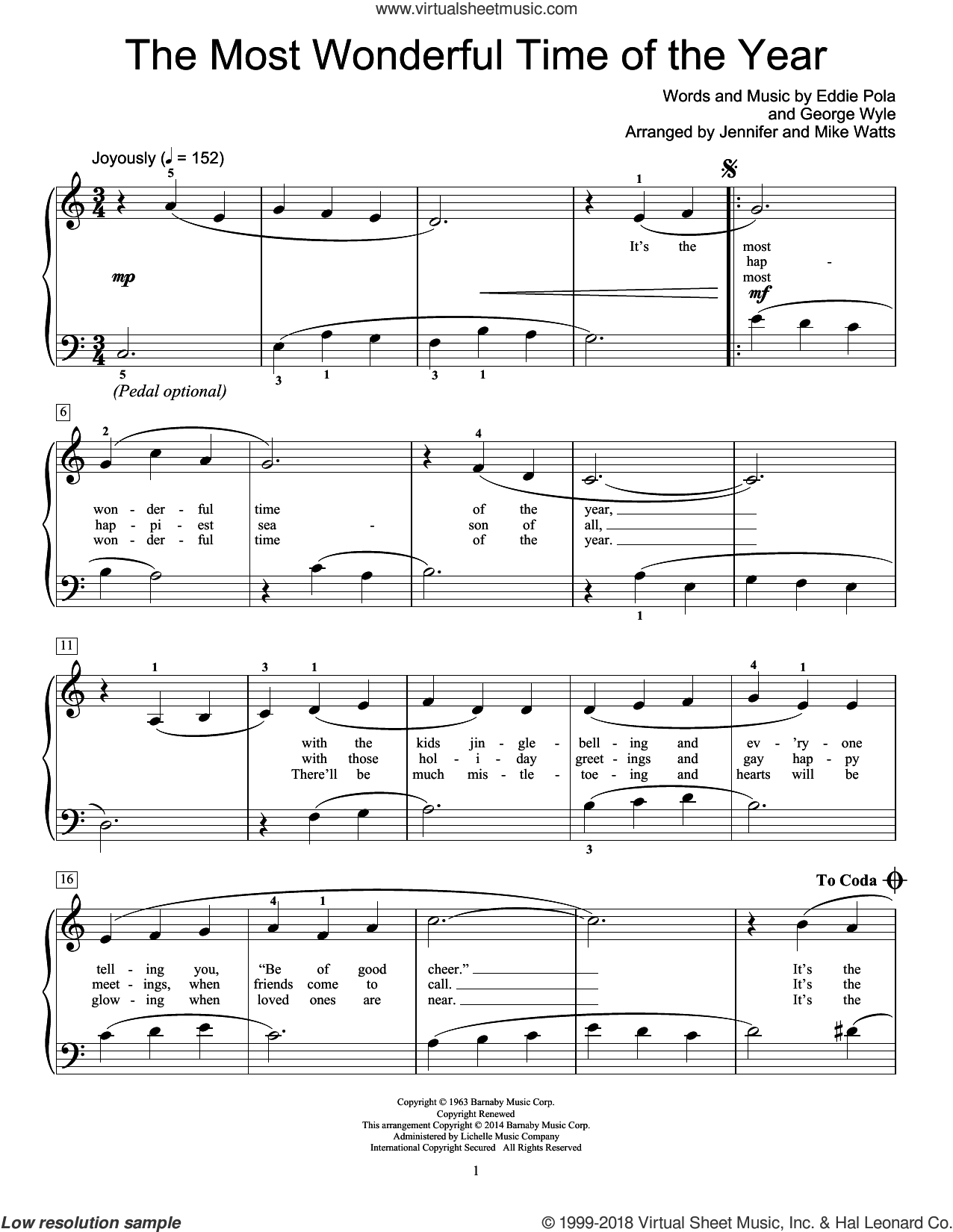 The Most Wonderful Time Of The Year sheet music (beginner version 2 ...