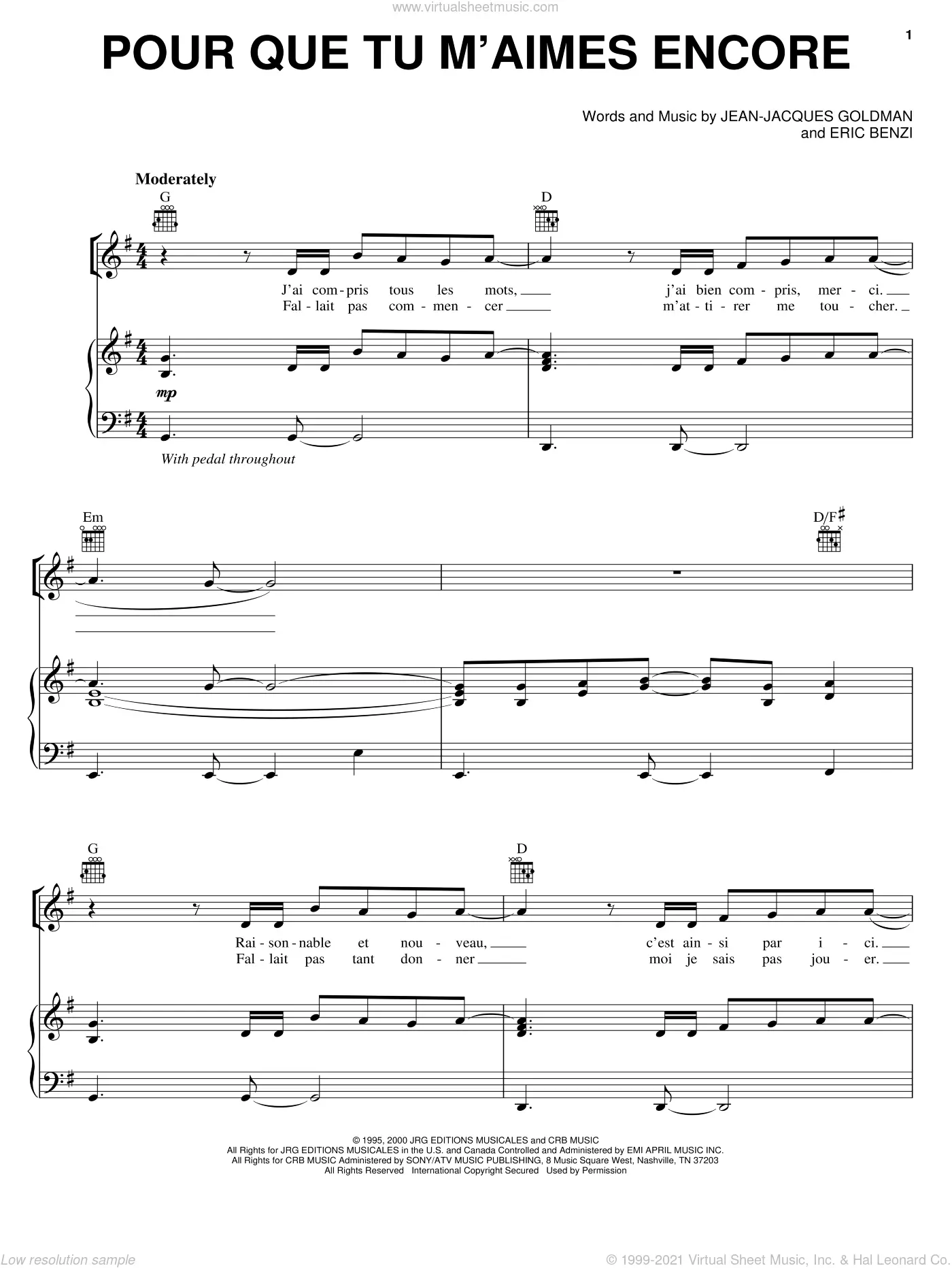 Pour Que Tu M Aime Encore Tab Pour Que Tu M'Aimes Encore Sheet Music by Il Divo - Piano/Vocal/Guitar Sheet  Music to download and print