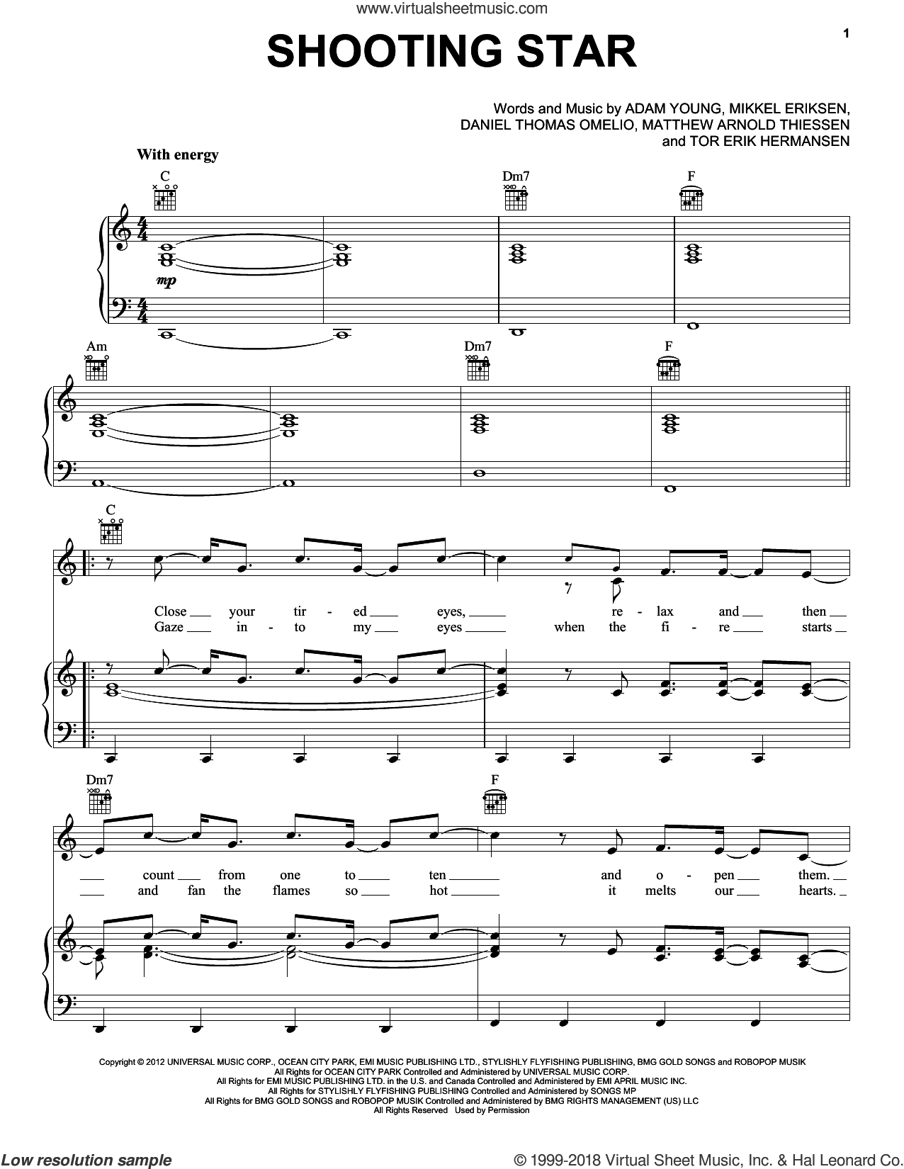 City Shooting Star Sheet Music For Voice Piano Or Guitar Pdf