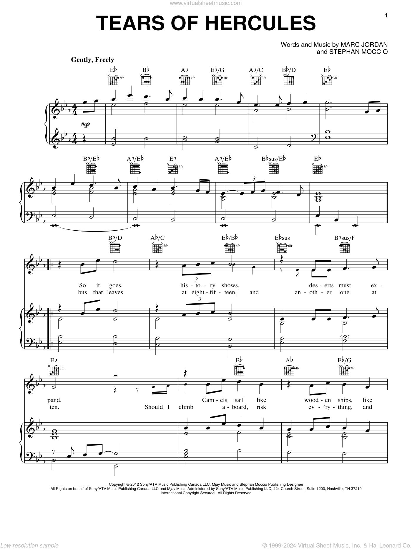 Tears Of Hercules sheet music for voice, piano or guitar (PDF)