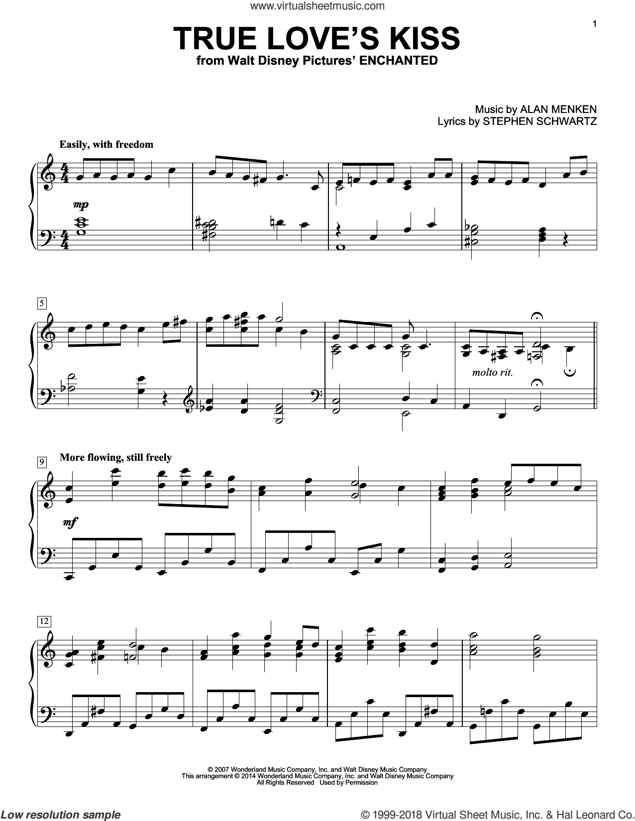 True Love's First Kiss sheet music for piano solo (PDF)