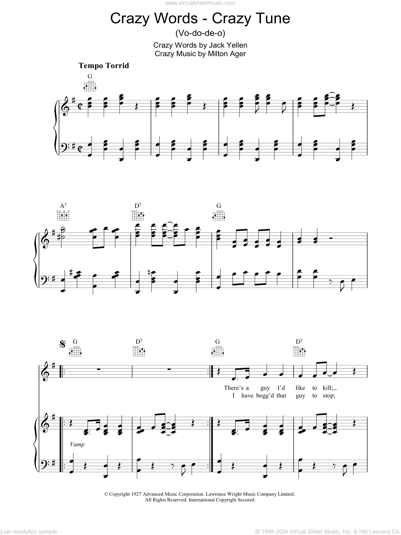 Crazy Words Crazy Tune Sheet Music For Voice Piano Or Guitar