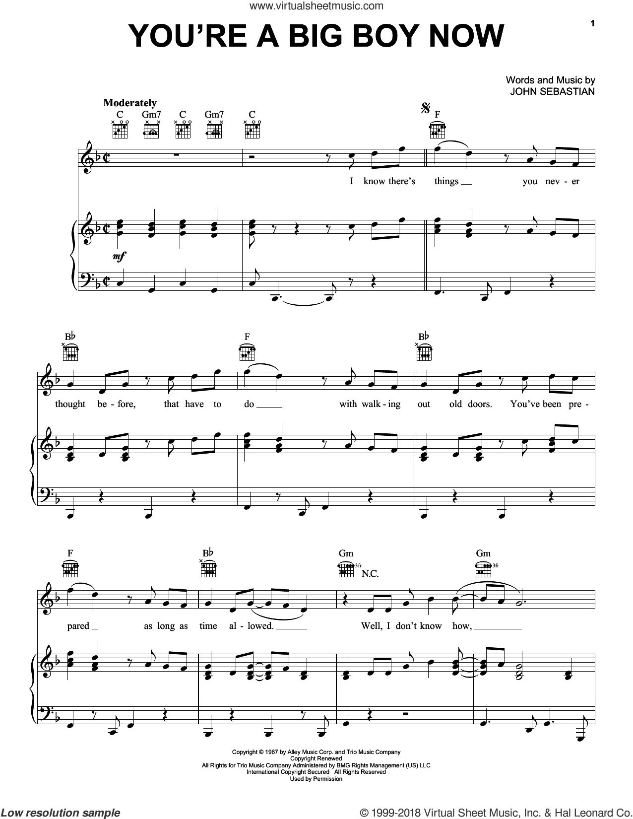 You're A Big Boy Now sheet music for voice, piano or guitar (PDF)