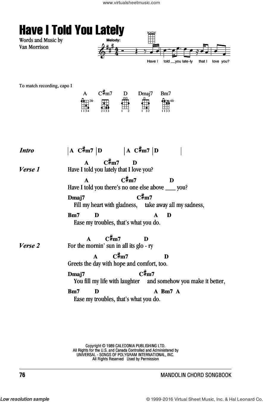 Stewart - Have I Told You Lately sheet music for mandolin (chords only)