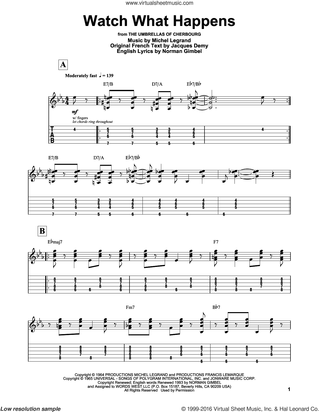 Watch What Happens sheet music for guitar (tablature, play-along)