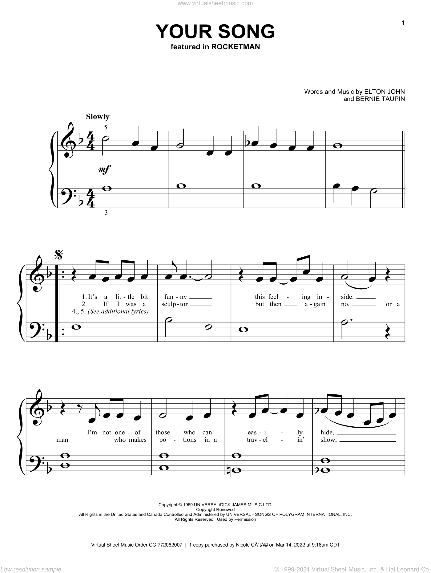 your song piano sheet music easy pdf your song piano sheet music easy pdf