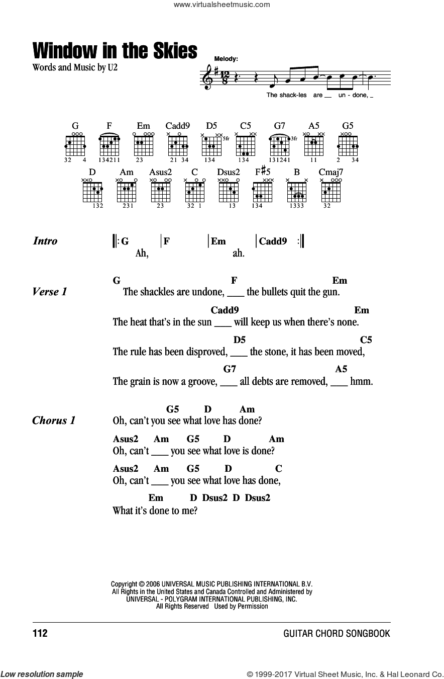Window In The Skies sheet music for guitar (chords) (PDF)