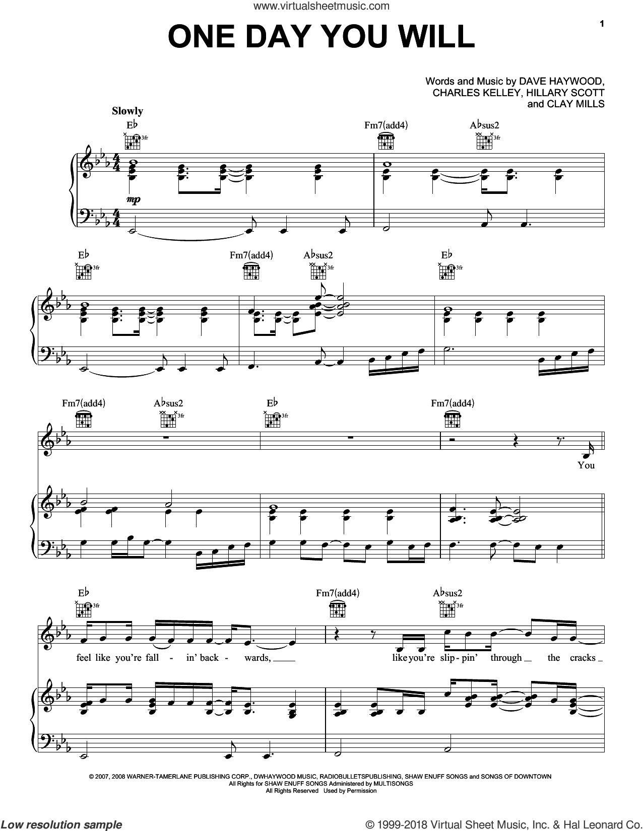 One Day You Will Sheet Music For Voice Piano Or Guitar Pdf