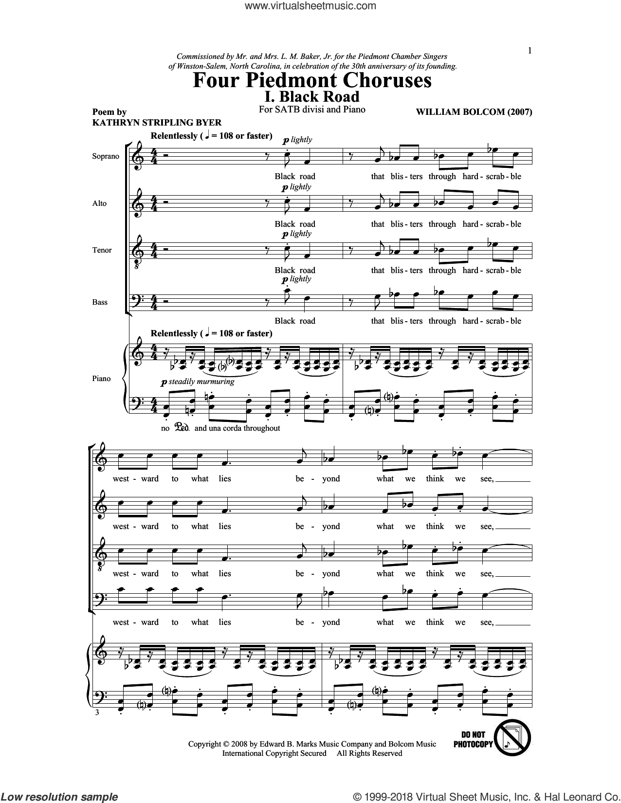 Four Piedmont Choruses sheet music for choir (SATB soprano, alto