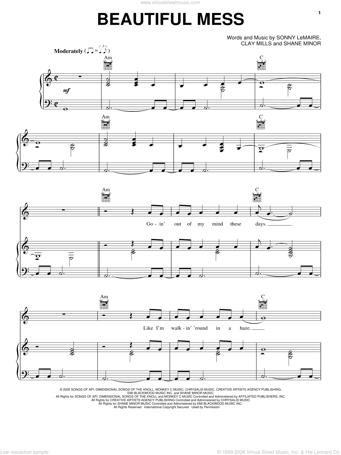 Beautiful Mess sheet music for voice, piano or guitar (PDF)