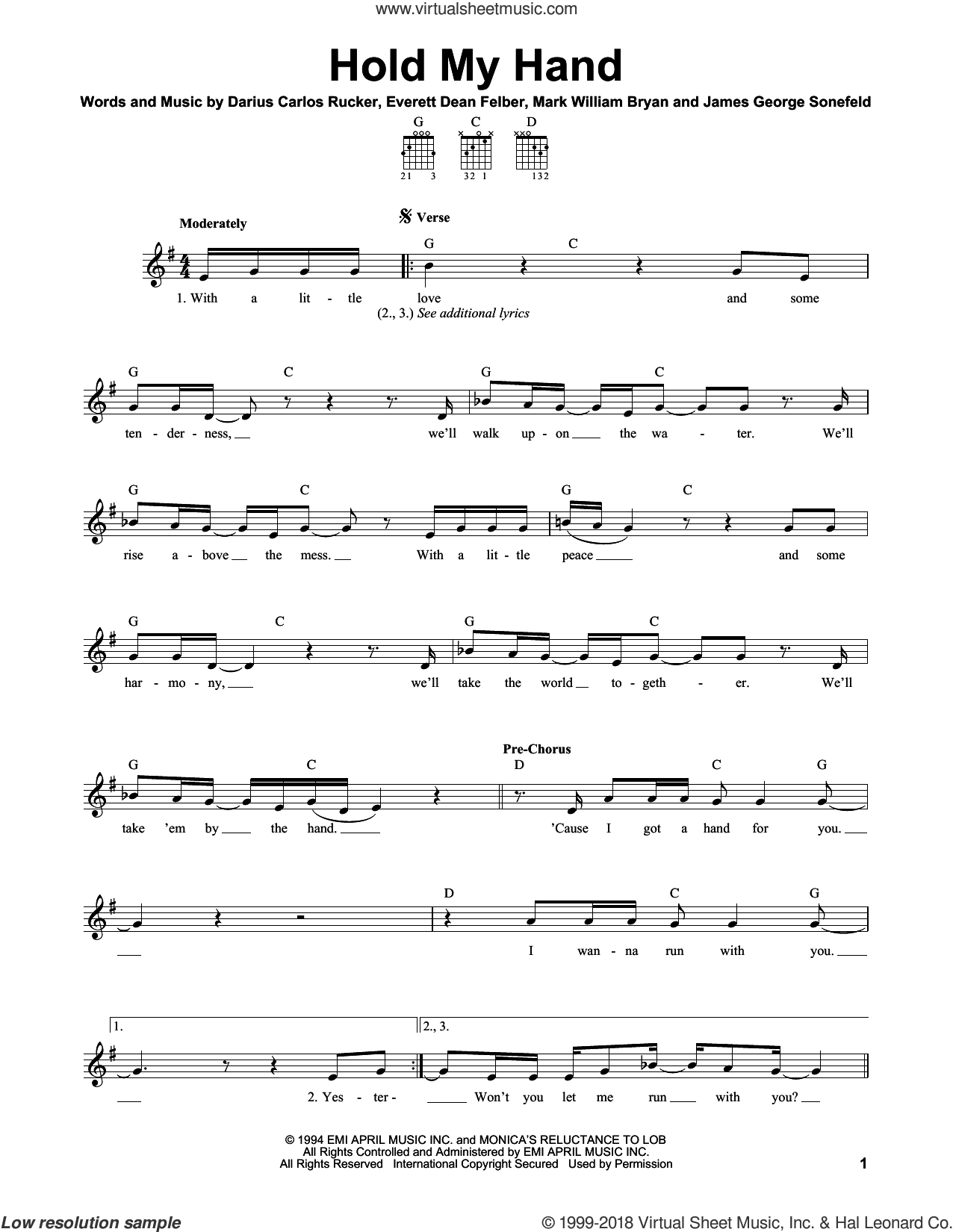 Hold My Hand sheet music for guitar solo (chords) (PDF)