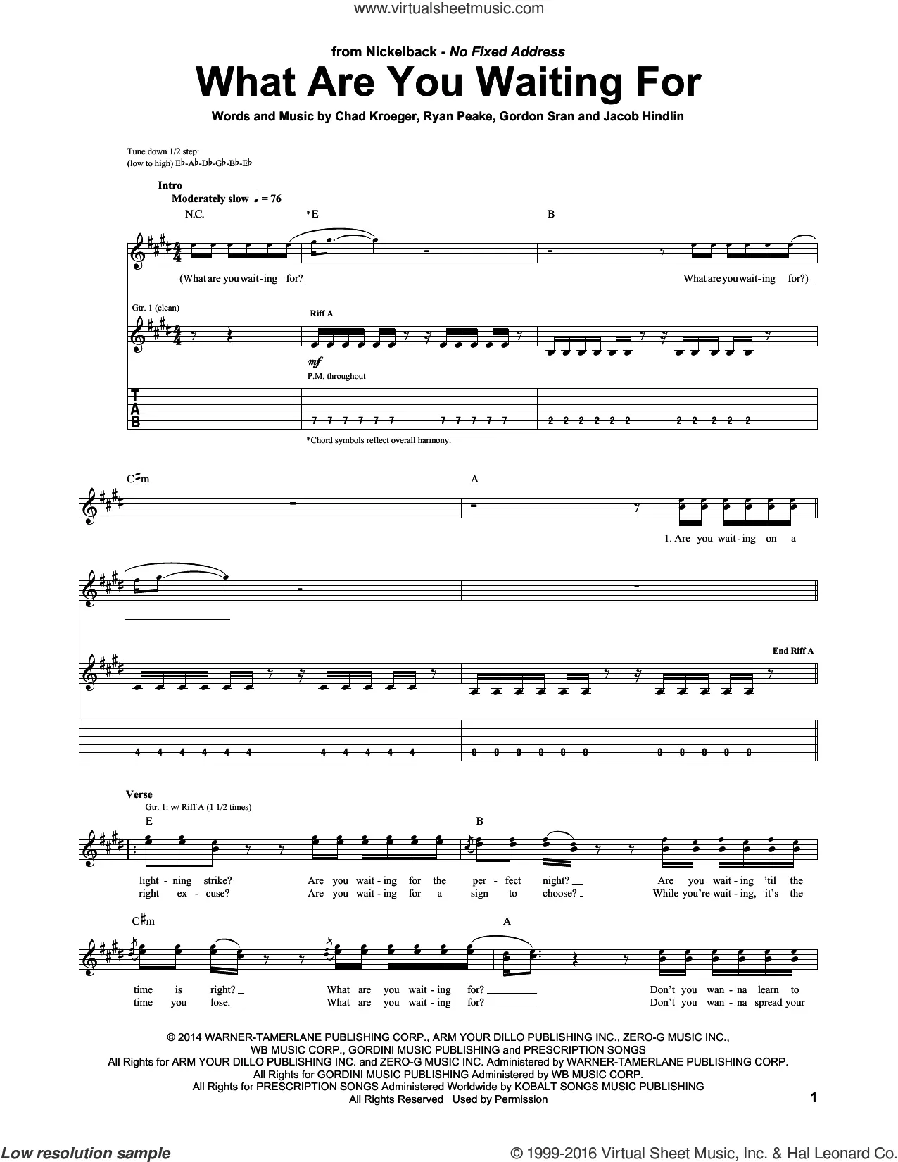 nickelback Sheet Music to download and print