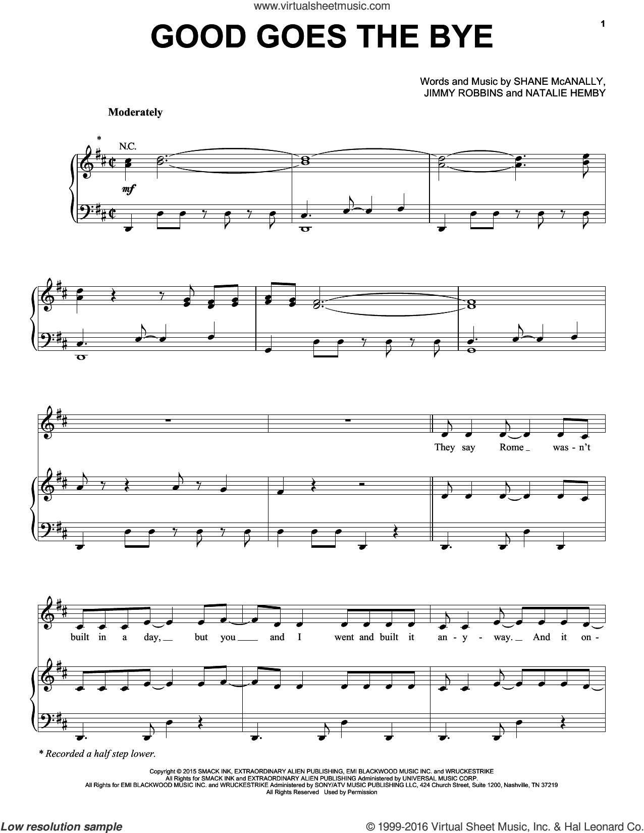 Good Goes The Bye Sheet Music For Voice, Piano Or Guitar (pdf)