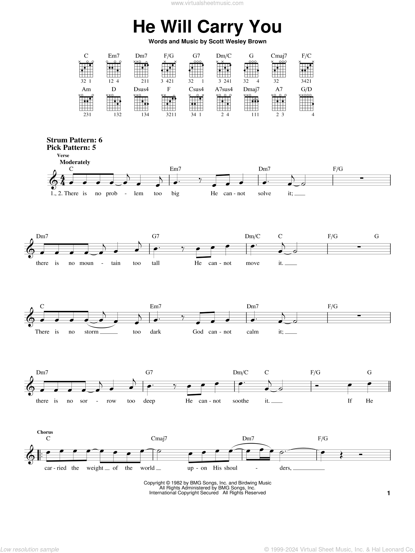 He Will Carry You sheet music for guitar solo (chords) (PDF)