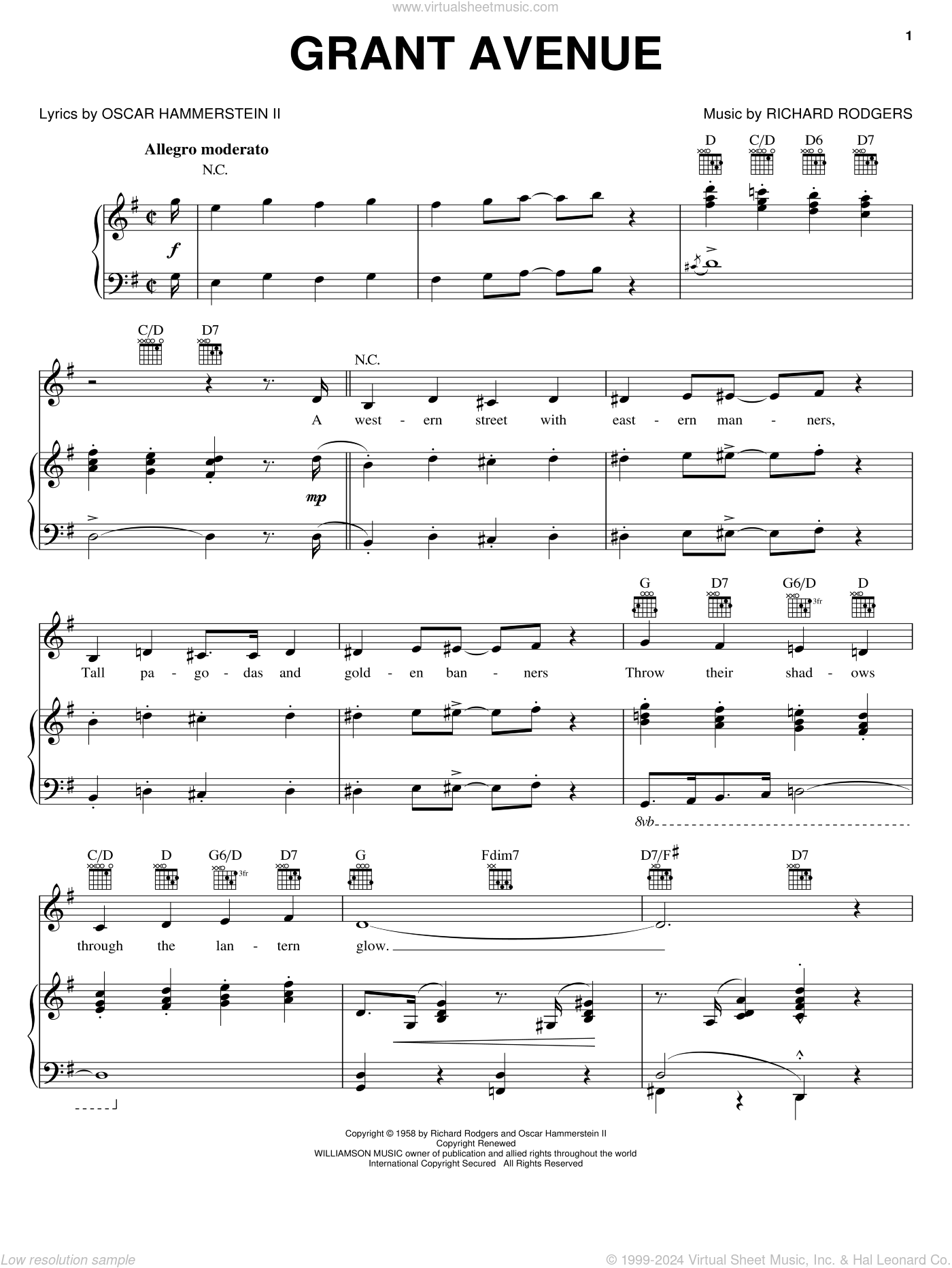 Grant Avenue sheet music for voice, piano or guitar (PDF)