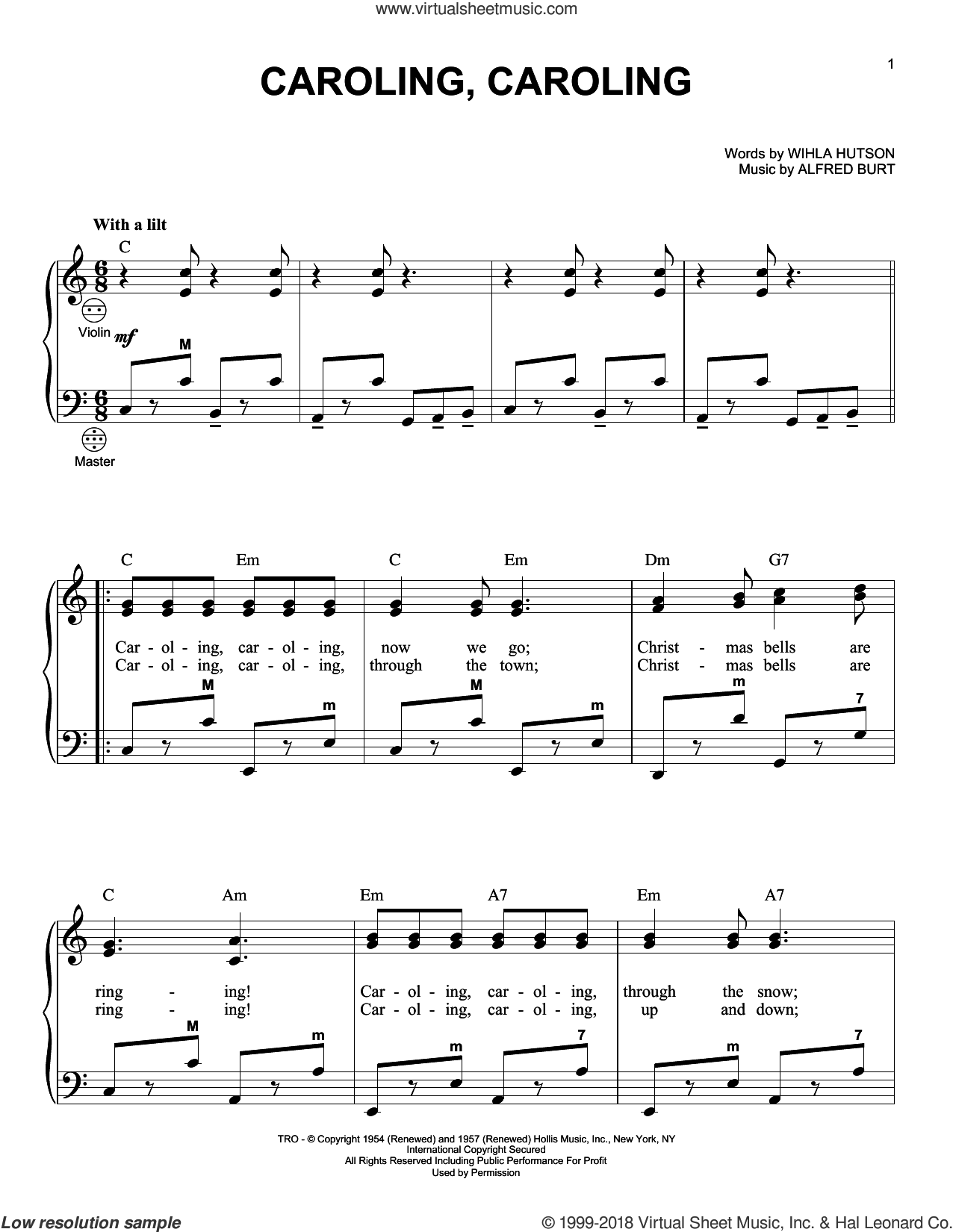 Caroling, Caroling sheet music for accordion (PDF-interactive)