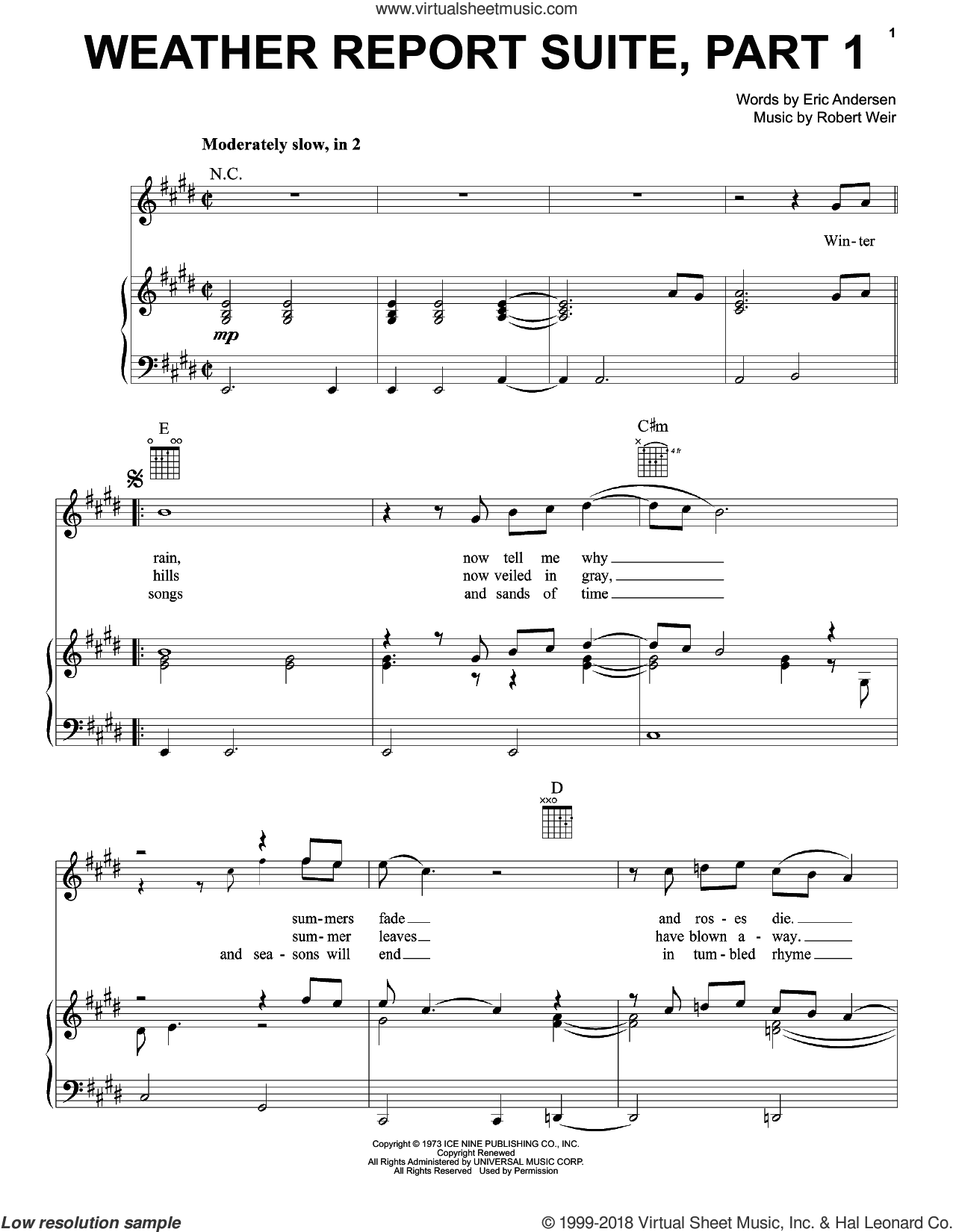 Weather Report Suite Part 1 sheet music for voice, piano or guitar