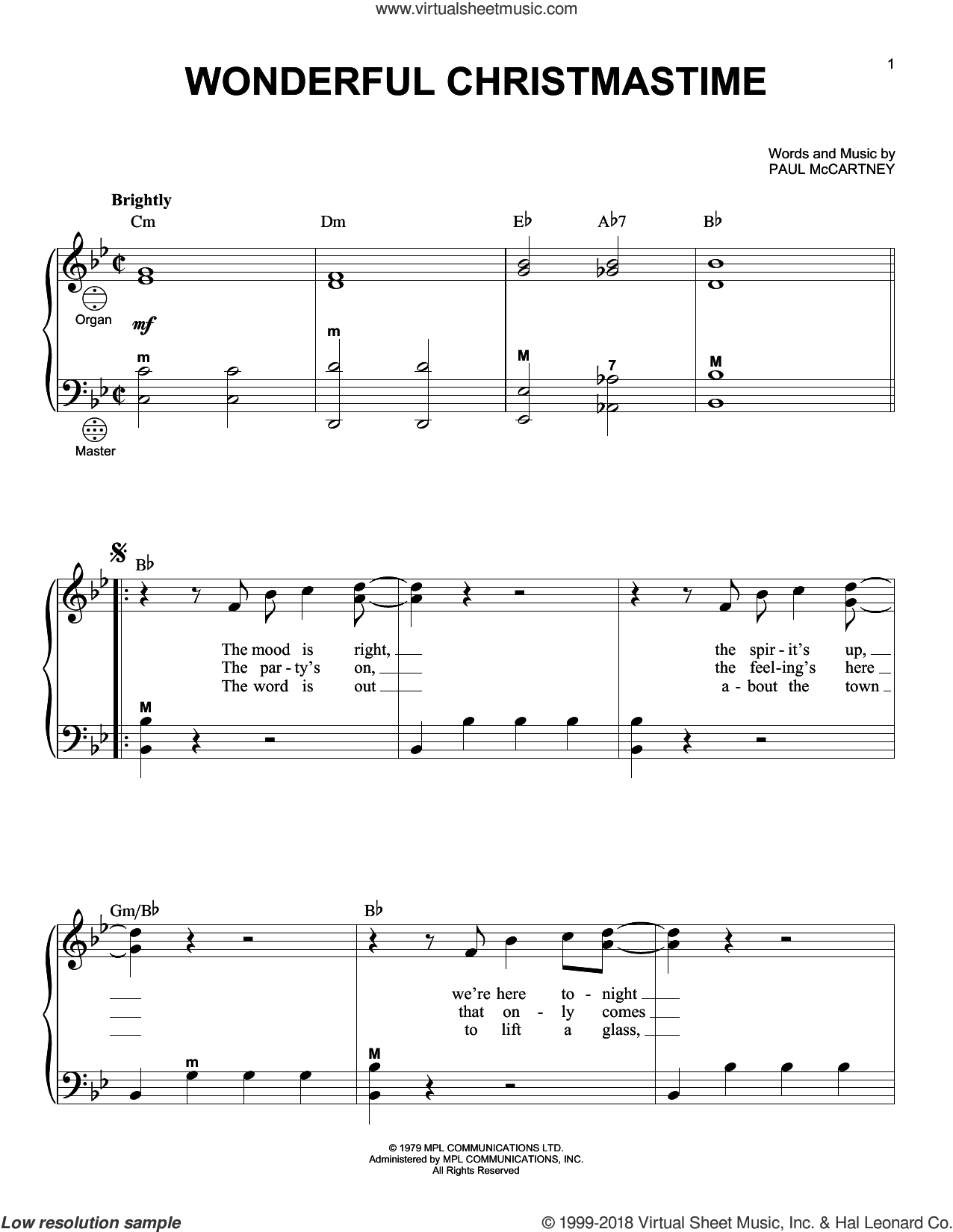 McCartney - Wonderful Christmastime sheet music for accordion